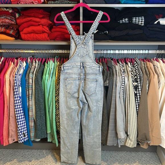 Old Navy blue denim straight leg overalls size 0 - Picture 3 of 3